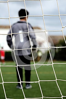 Goalkeeper on the soccer field