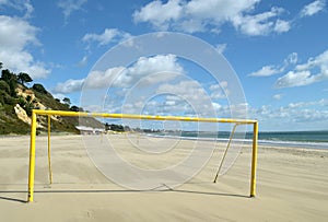 Goalposts on beach, Bournemouth, Dorset