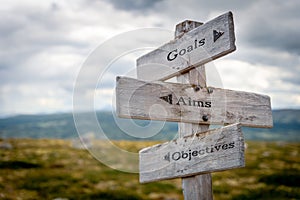 goals aims objectives signpost outdoors