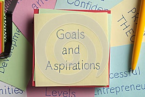 Goals and Aspirations written on a note photo