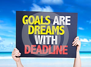 Goals Are Dreams With Deadline card with nature background