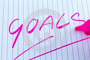 Goals keyword written with pink marker