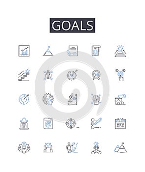 Goals line icons collection. Partnership, Collaboration, Business, Deals, Association, Affiliation, Alliance vector and