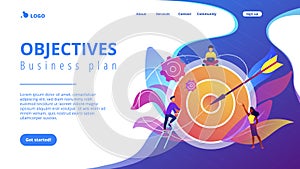 Goals and objectives concept landing page.