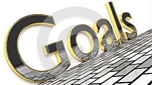 Goals sign in gold and glossy letters