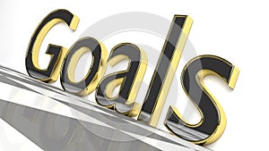 Goals sign in gold and glossy letters