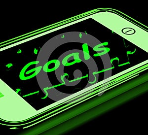 Goals On Smartphone Shows Targets And Objectives