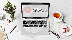Goals Strategy Business Target Spaceship Graphic Concept