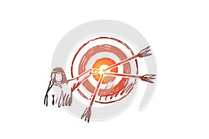 Goals, target, hitting, muslim, attainment concept. Hand drawn isolated vector. photo