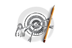 Goals, target, hitting, muslim, attainment concept. Hand drawn isolated vector. photo