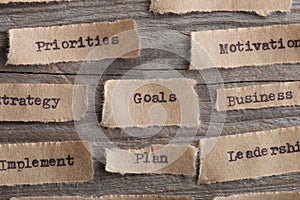 Goals word on a piece of paper close up, business creative motivation concept