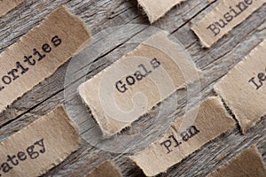 Goals word on a piece of paper close up, business creative motivation concept