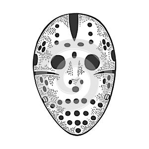 Goaltender mask sketch engraving vector photo