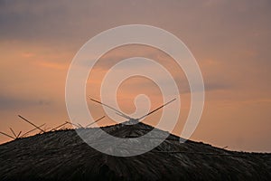 Goan Beach huts at sunrise