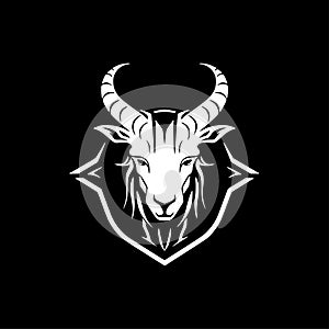 Goat - black and white vector illustration