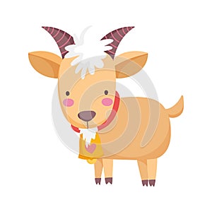 Goat bovine with bell farm animal cartoon