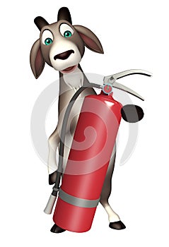 Goat cartoon character with fire extinguisher