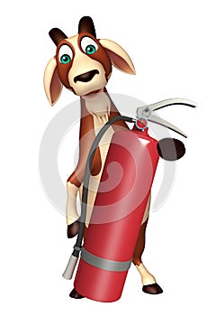 Goat cartoon character with fire extinguisher