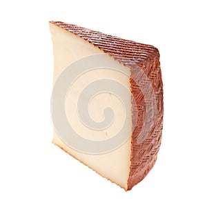 Goat cheese slice isolated on white