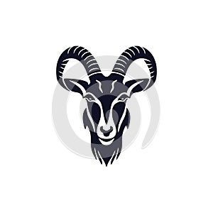 Goat face Logo of animal head silhouette