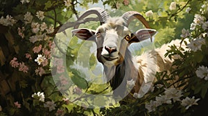 Goat In A Flower-filled Forest: Adi Granov Inspired Artwork