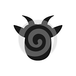 Goat head icon. Farm animal black silhouette. Vector isolated