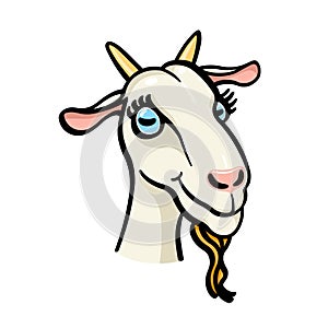 Goat head illustration on white background