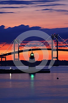 Goat Island Lighthouse at Sunset photo