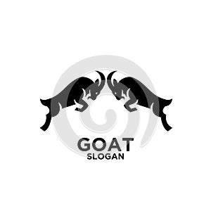 Goat jump black mountain silhouette logo icon designs vector