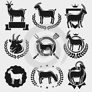Goat labels set. Vector