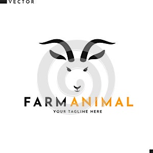 Goat logo. Isolated animal on white background