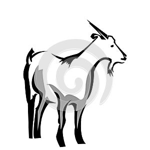 Goat logo stock, goat silhouette, flat design