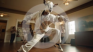 Goat Man Hip-hop Dancing A Photo-realistic Soft-focus Journey