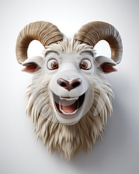 a goat mask with a big smile on it\'s face. generative ai photo