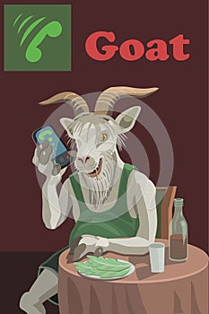 Goat on the phone to laugh photo