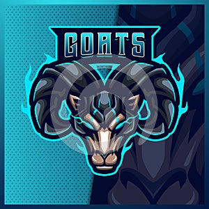 Goat Ram Sheep mascot esport logo design illustrations vector template, Aries logo for team game streamer youtuber banner twitch