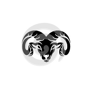 Goat sheep rams head big horn hornet silhouette logo icon designs vector simple illustrationa