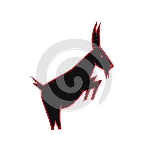 Goat silhouette. black and red goat logo