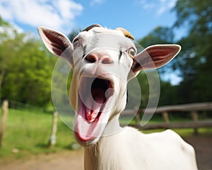 Goat Sticking Tongue Out Looking Professional photo