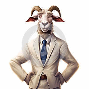 Angry Goat Businessman: Realistic Fantasy Artwork For 2d Games photo