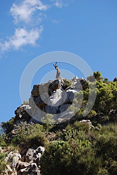Goat on top of mountian, Refugio de Juanar, Spain. photo