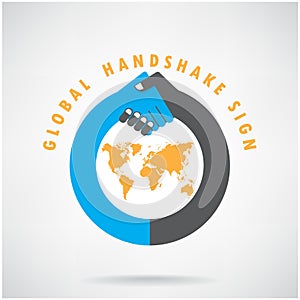 Gobal handshake sign and business concept.