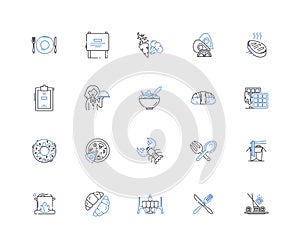 Gobbling line icons collection. Turkeys, Thanksgiving, Feasting, Hunger, Eating, Drumsticks, Carving vector and linear