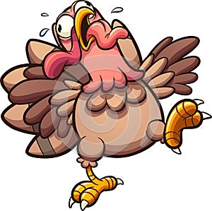 Crazy cartoon turkey gobbling with tongue out photo