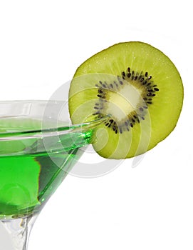 Goblet of alchohol decorated by kiwi photo