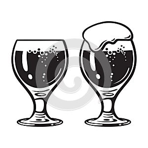 Goblet beer glass. Hand drawn vector illustration on white background.