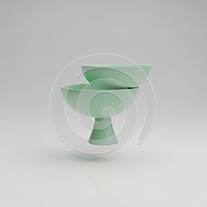 Goblet Bowl Stacked MintGreen 3DRender
