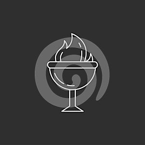 Goblet of Fire. Magic vector icon.