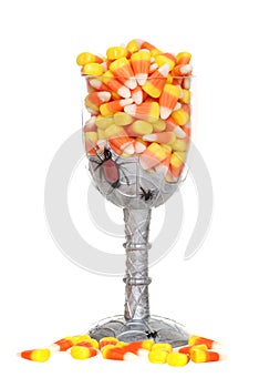 Goblet glass filled with candy corn