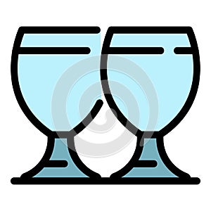 Goblet glasses icon color outline vector